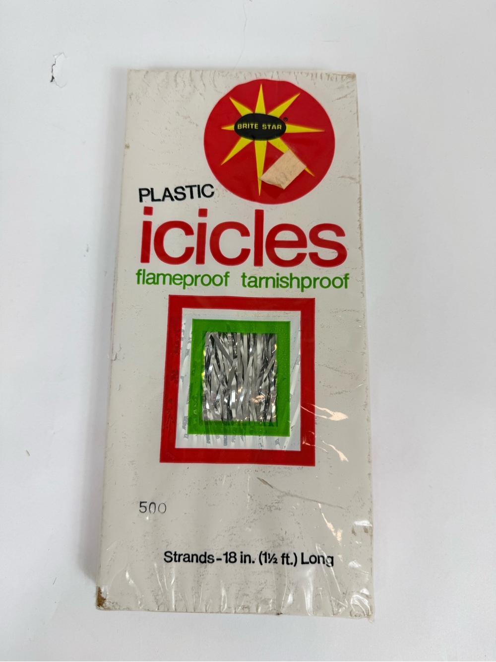 Vintage Brite Star Tinsel Icicles Silver 18” Christmas Unopened